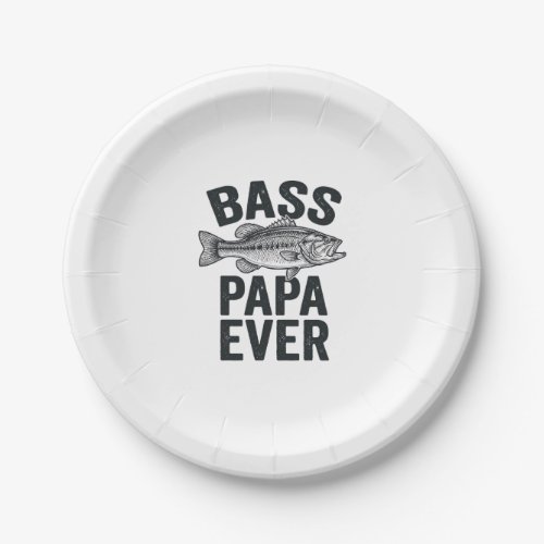 Bass Papa Ever Vintage Fishing Dad Shirt Design_1 Paper Plates