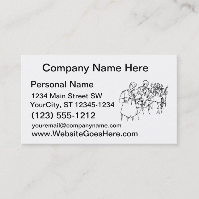 Bass Player Band Outline Bluegrass Business Card (Front)