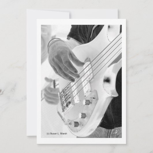 Bass player , bass and hand, negative image (Front)