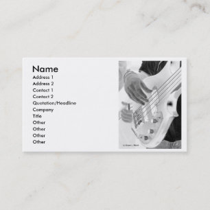 Bass player , bass and hand, negative image business card