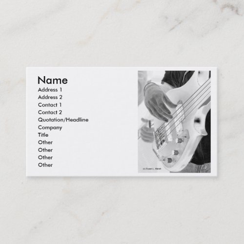 Bass player  bass and hand negative image business card