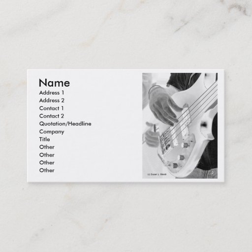 Customizable Bass player , bass and hand, negative image business card templates