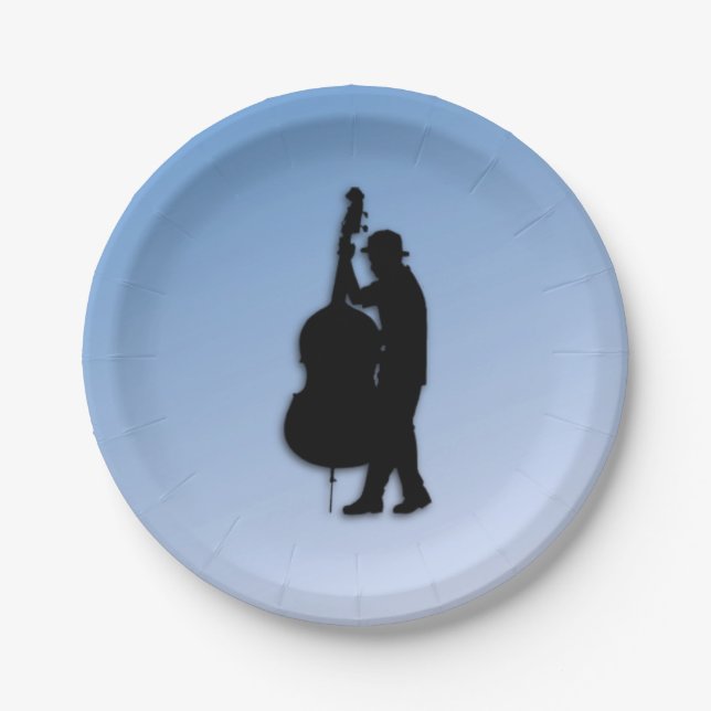 Bass Player Blue Paper Plates (Front)