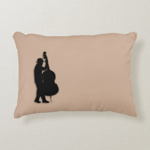 Bass Player Brown Accent Pillow