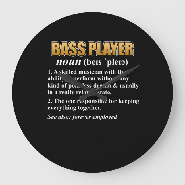 Bass Player Definition Guitar Music Musician Graph Large Clock (Front)