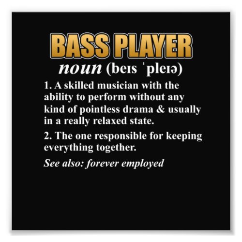 Bass Player Definition Guitar Music Musician Graph Photo Print