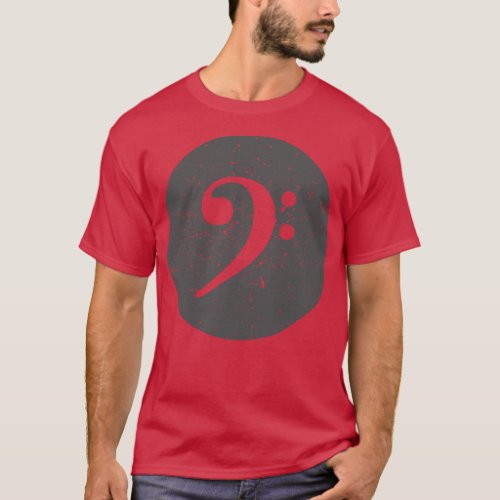 Bass Player Gift Vintage Style Grey Gray Bass Clef T_Shirt