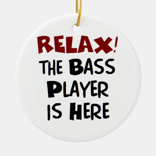 bass player here ceramic ornament (Front)