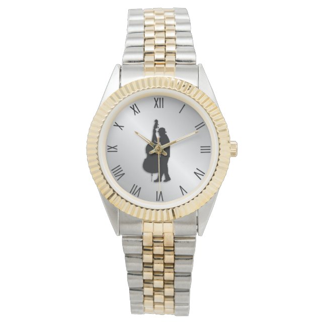 Bass Player Musician Black Roman Numerals Watch (Front)