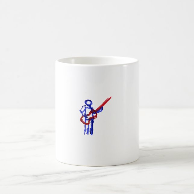 Bass Player outline figure red and blue Coffee Mug (Center)