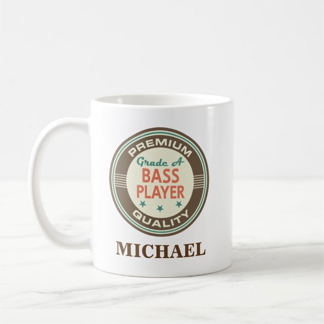 Bass Player Personalized Office Mug Gift (Left)