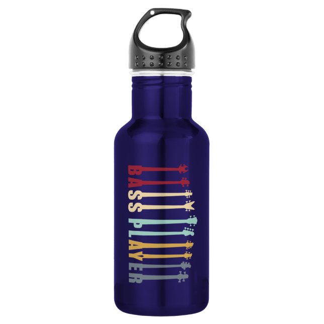 Bass player stainless steel water bottle (Front)