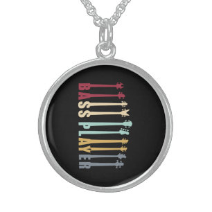 Bass player sterling silver necklace
