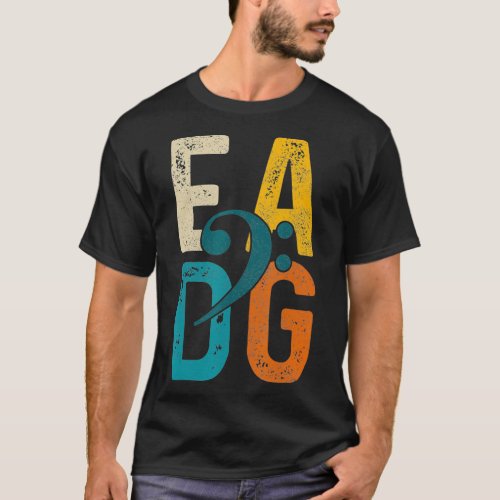 Bass Player Vintage EADG Double Bass Clef Gift T_Shirt