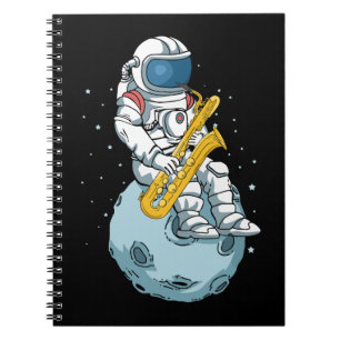 Bass Saxophone Player Astronaut Musician Saxophone Notebook