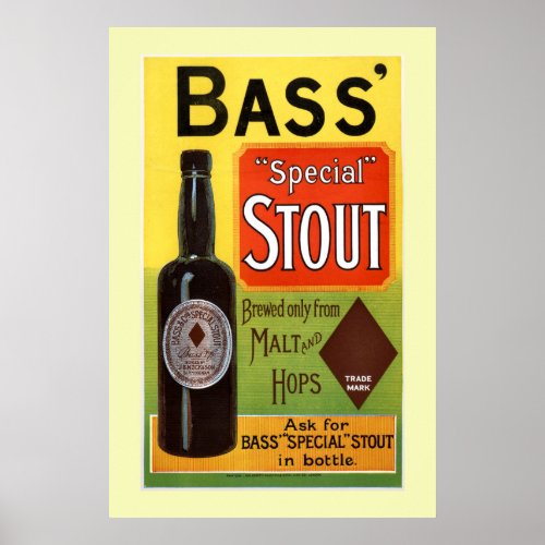 Bass Stout Vintage Beer Advertisement Poster
