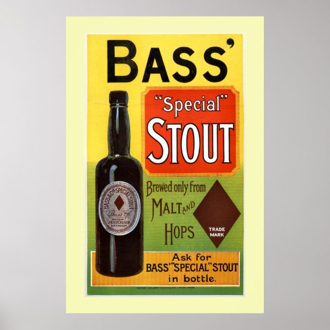 Bass Stout Vintage Beer Advertisement Poster (Front)