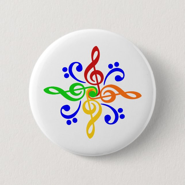 Bass & Treble Clef Design Pinback Button (Front)