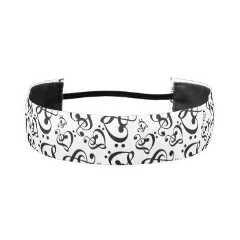 Bass Treble Clef Hearts Music Notes Pattern Athletic Headband by macdesigns2 at Zazzle