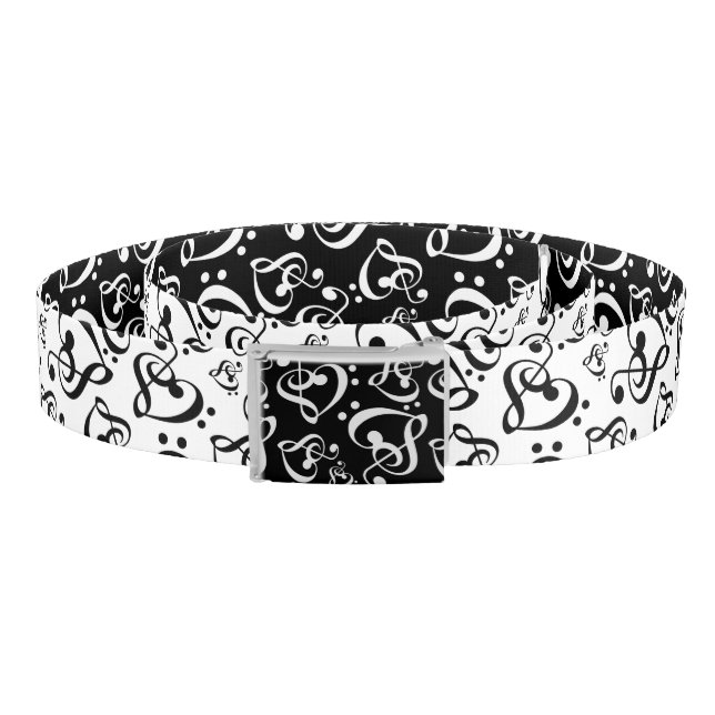 Bass Treble Clef Hearts Music Notes Pattern Belt (Coil)