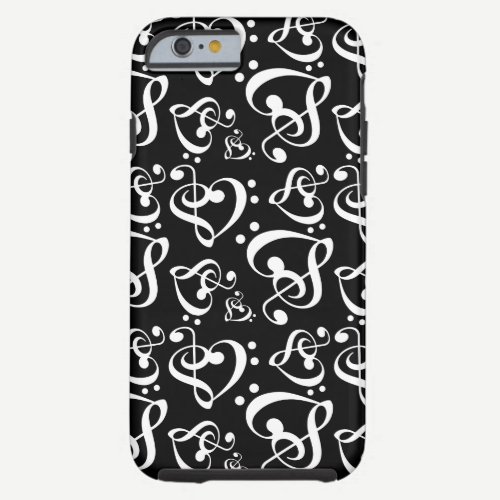Bass Treble Clef Hearts Music Notes Pattern Tough iPhone 6 Case