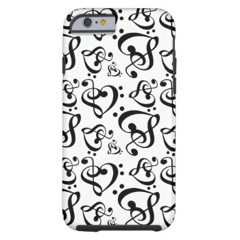 Bass Treble Clef Hearts Music Notes Pattern Tough Iphone 6 Case by macdesigns2 at Zazzle