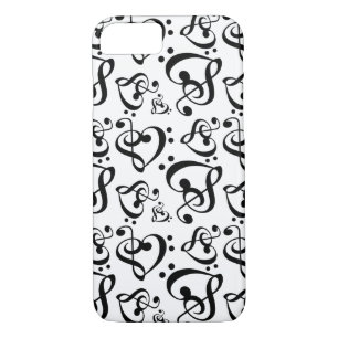Bass Treble Clef Hearts Music Notes Pattern iPhone 8/7 Case