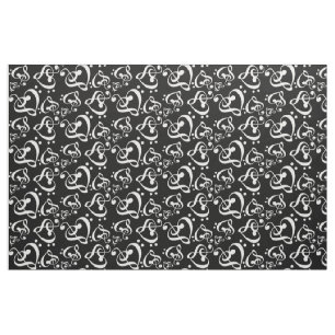 Bass Treble Clef Hearts Music Notes Pattern Fabric