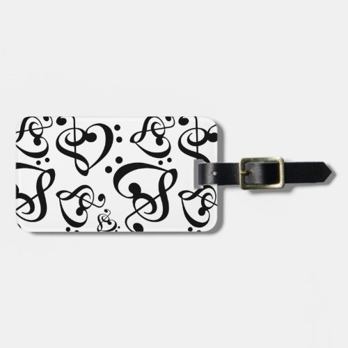 Bass Treble Clef Hearts Music Notes Pattern Luggage Tag