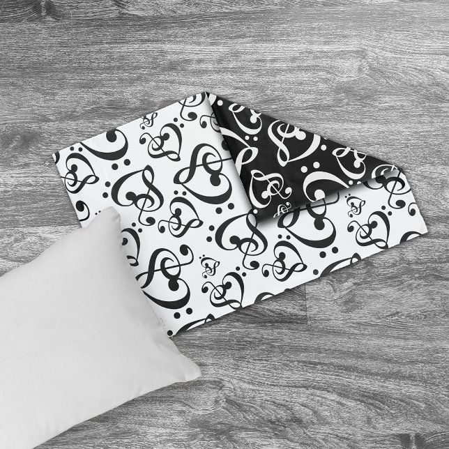 Bass Treble Clef Hearts Music Notes Pattern Pillowcase (Creator Uploaded)