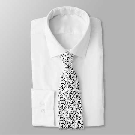 Bass Treble Clef Hearts Music Notes Pattern Tie
