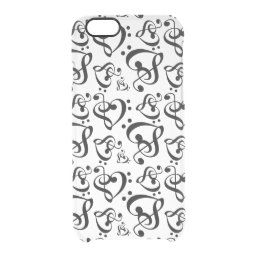 Bass Treble Clef Hearts Music Notes Pattern Clear iPhone 6/6S Case