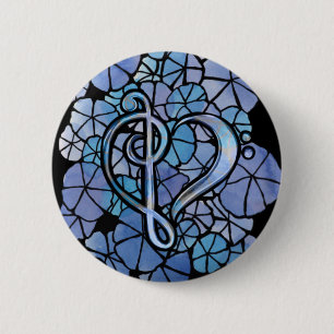 Bass Treble Clef Note Music Heart Love Button