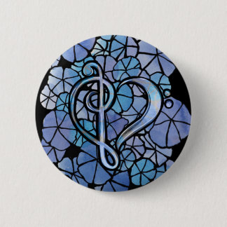 Bass Treble Clef Note Music Heart Love             Button