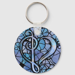 Bass Treble Clef Note Music Heart Love Keychain