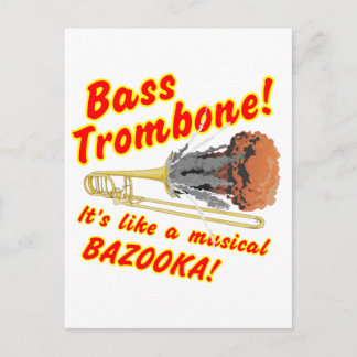Bass Trombone Musical Bazooka Postcard