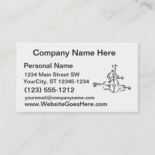 Bass, Upright and Electric Outlines with Man Business Card Template