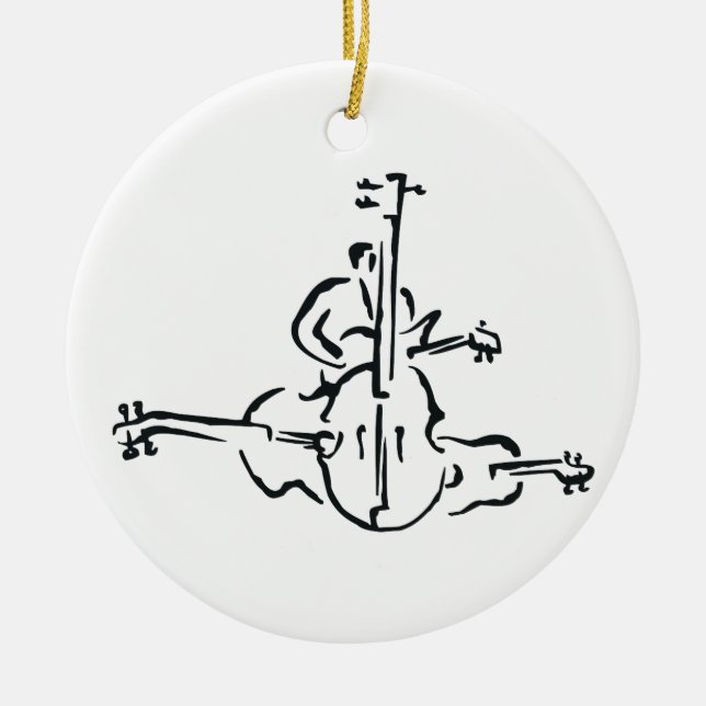 Bass, Upright and Electric Outlines with Man Ceramic Ornament (Front)
