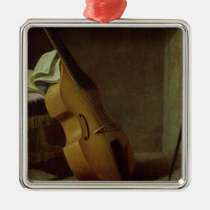 Bass Viol, Score Sheet and a Sword, 1693 Metal Ornament