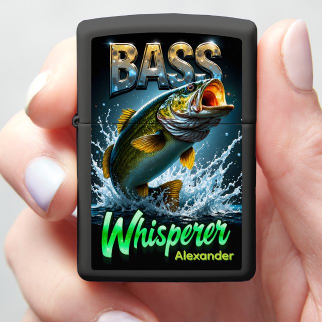 Bass Whisperer Custom Fishing Zippo Lighter (In Hand)