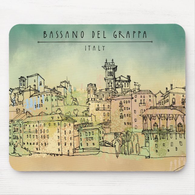 Bassano Del Grappa Italy Watercolor Mouse Pad (Front)
