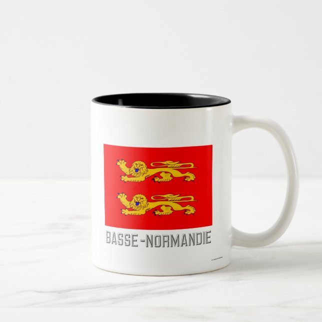 Basse-Normandie flag with name Two-Tone Coffee Mug (Right)