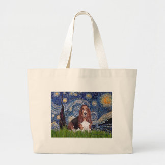 Basset 1 - Starry Night Large Tote Bag