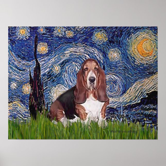 Basset 1 - Starry Night Poster (Front)