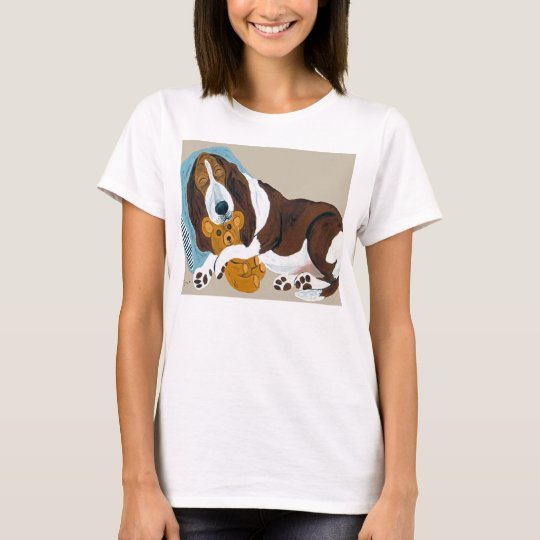 Basset Asleep With Teddy Bear T-Shirt