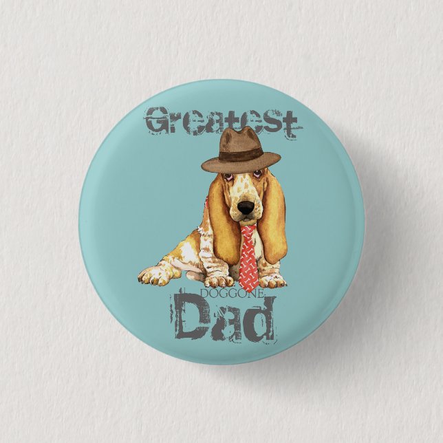 Basset Dad Pinback Button (Front)