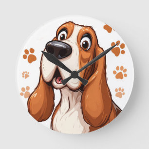 🐶 Basset Dog Paw Print Home Gift Timepiece 🕒 Round Clock