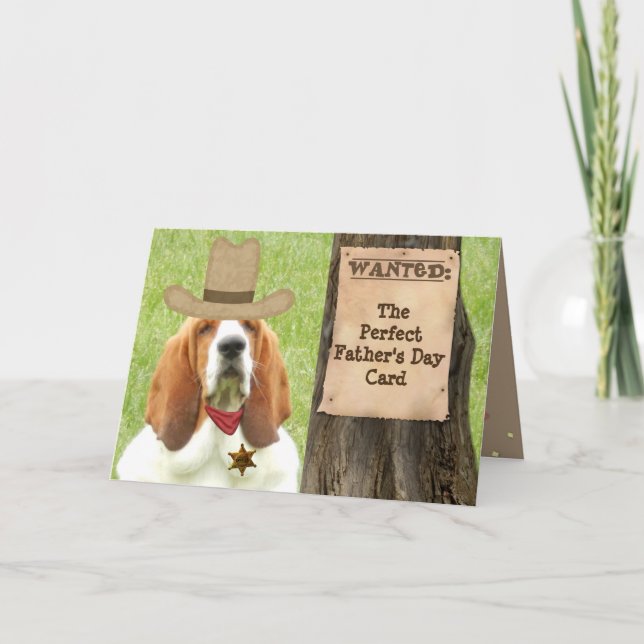 Basset "Father's Day" Card with Cowboy Theme (Front)