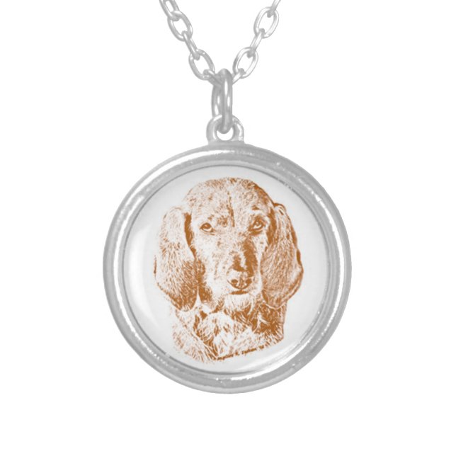 Basset Fauve de Bretagne dog Silver Plated Necklace (Front)