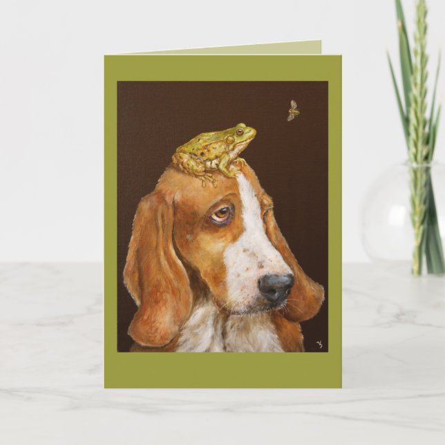 Basset, frog and fly card (Front)